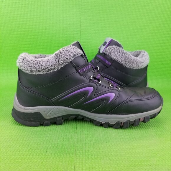 ✅Gracosy Women’s Faux Fur Lined Outdoor Hiking Boots Black Faux Leather Size 41 - Picture 9 of 11